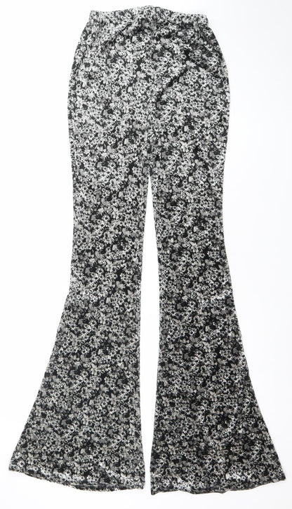 Womens UK Size 6 Nasty Gal Slim Fit Flared Black Trousers