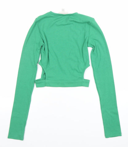 Teens UK Size XS Pull & Bear Green Cropped T-Shirt