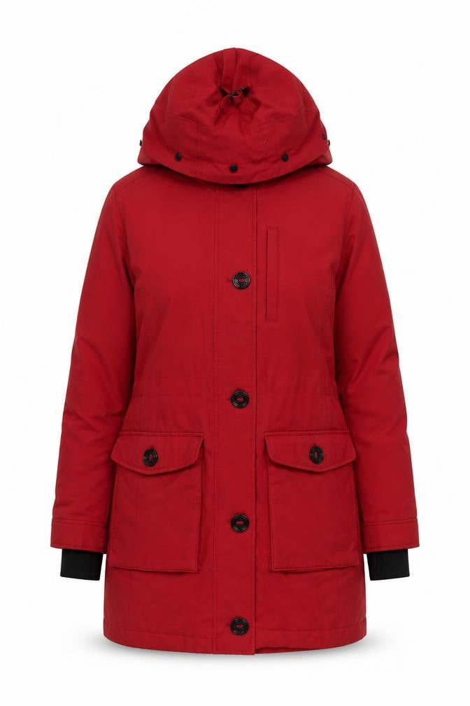 Marks & Spencer Womens Red Hooded Parka Coat Size 10