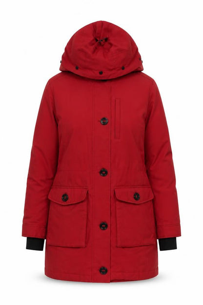 Marks & Spencer Womens Red Hooded Parka Coat Size 10