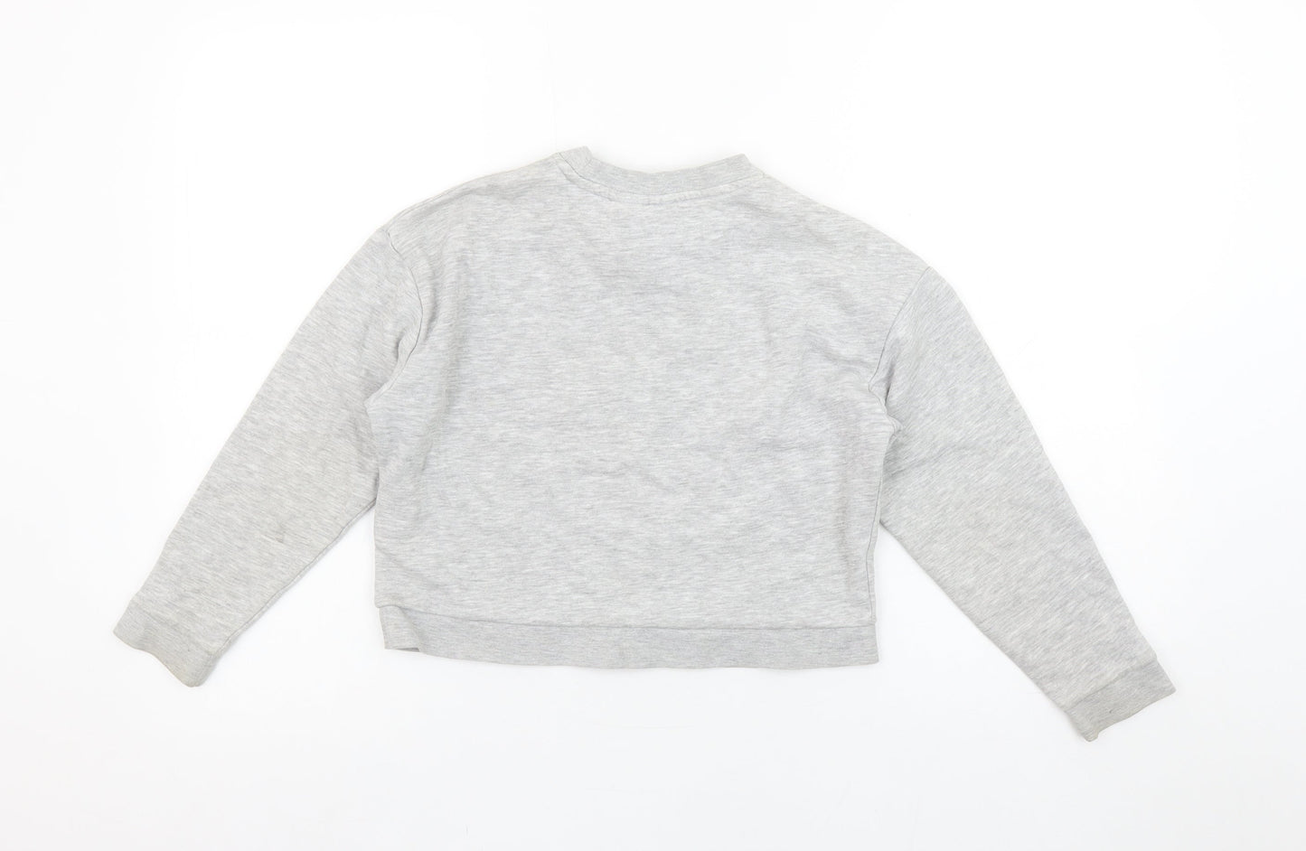 ELLE Girls Grey Pullover Logo Sweatshirt Size 8 Years Crew Neck Cotton Blend