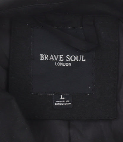 Mens UK Size L Brave Soul Black Overcoat