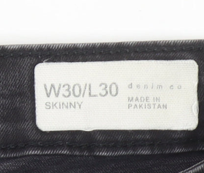 Mens UK Size M denim co Slim Fit Skinny Black Jeans