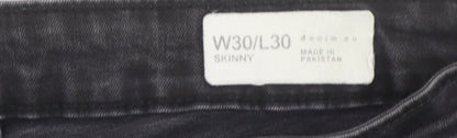 Mens UK Size M denim co Slim Fit Skinny Black Jeans