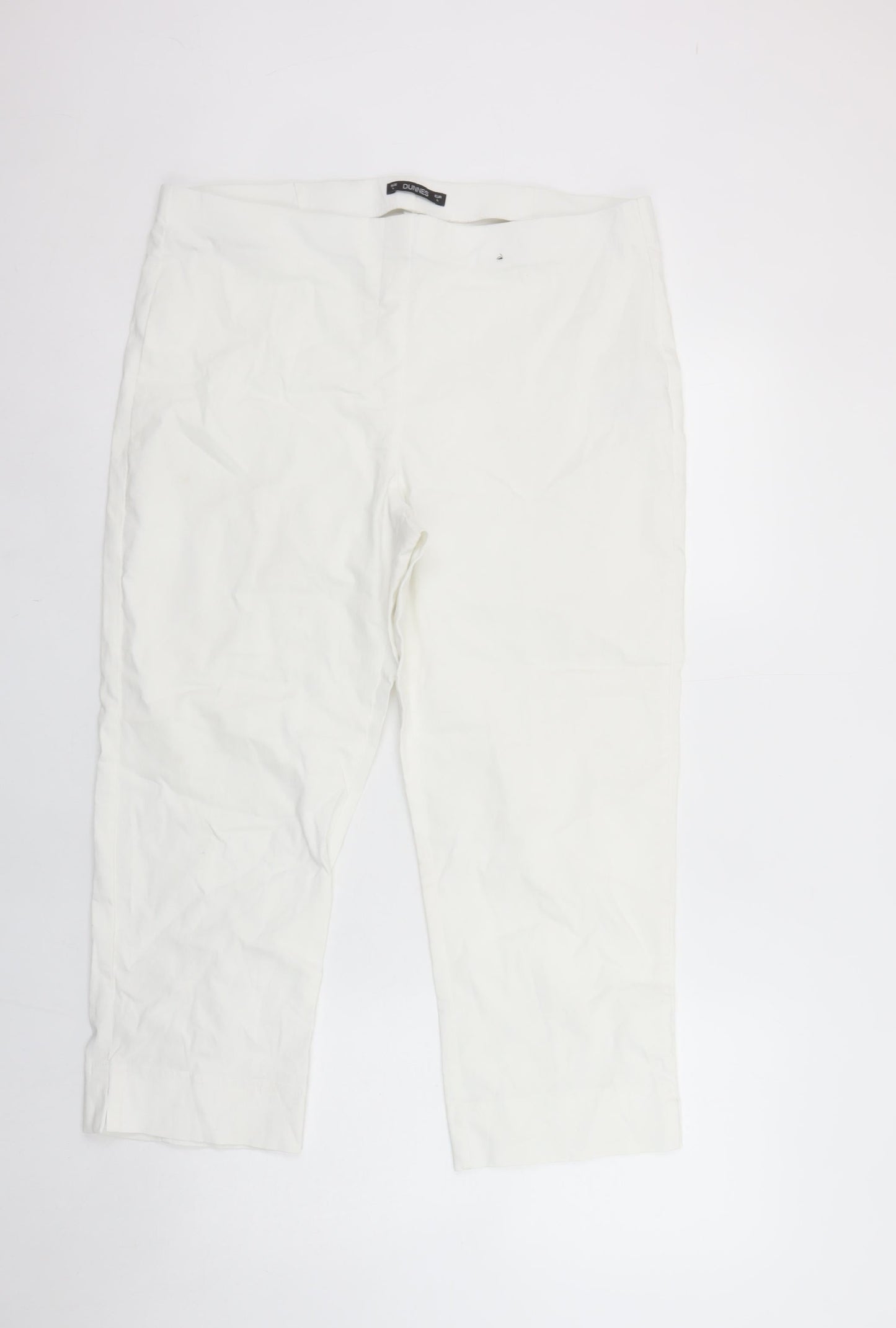 Dunnes Women’s White Cropped Stretch Cotton Trousers Size L