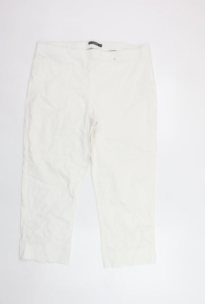 Dunnes Women’s White Cropped Stretch Cotton Trousers Size L