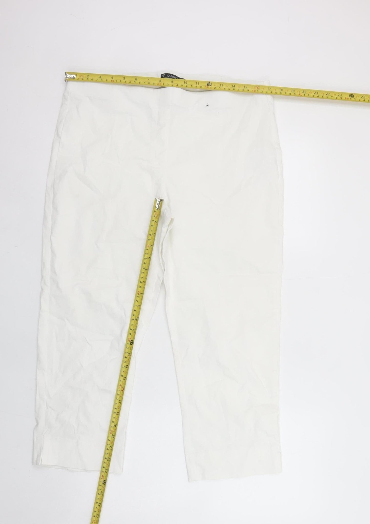 Dunnes Women’s White Cropped Stretch Cotton Trousers Size L