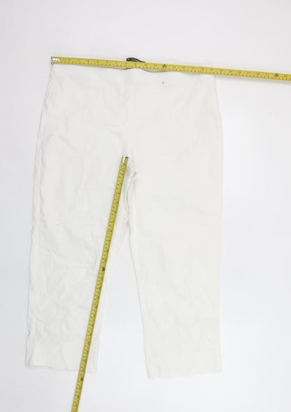 Dunnes Women’s White Cropped Stretch Cotton Trousers Size L