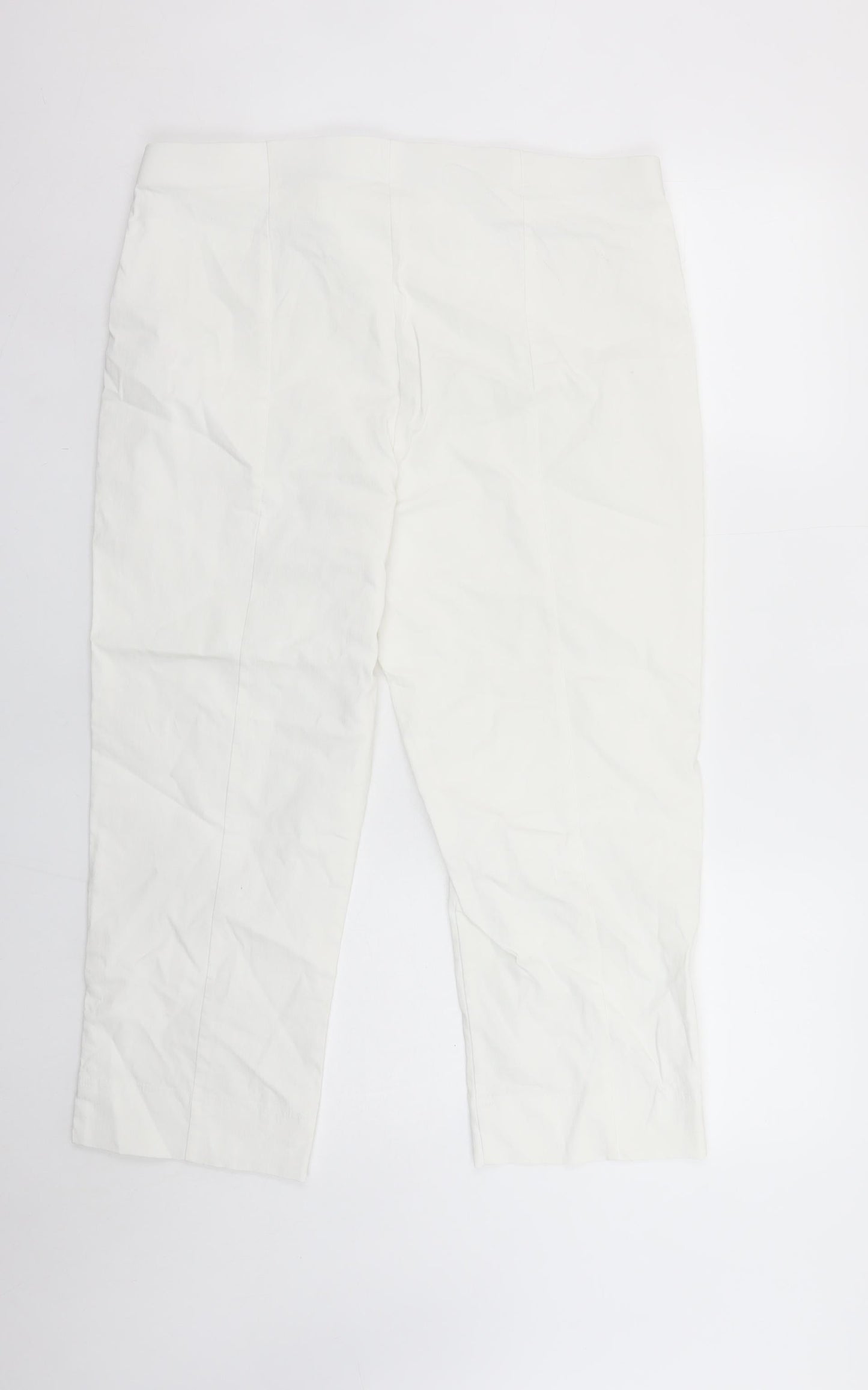 Dunnes Women’s White Cropped Stretch Cotton Trousers Size L