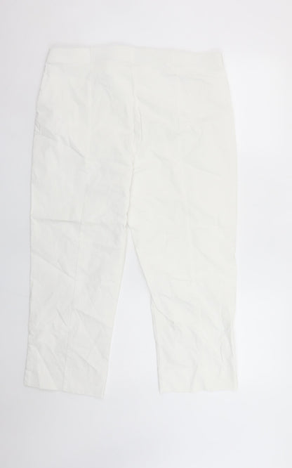 Dunnes Women’s White Cropped Stretch Cotton Trousers Size L