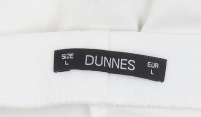 Dunnes Women’s White Cropped Stretch Cotton Trousers Size L