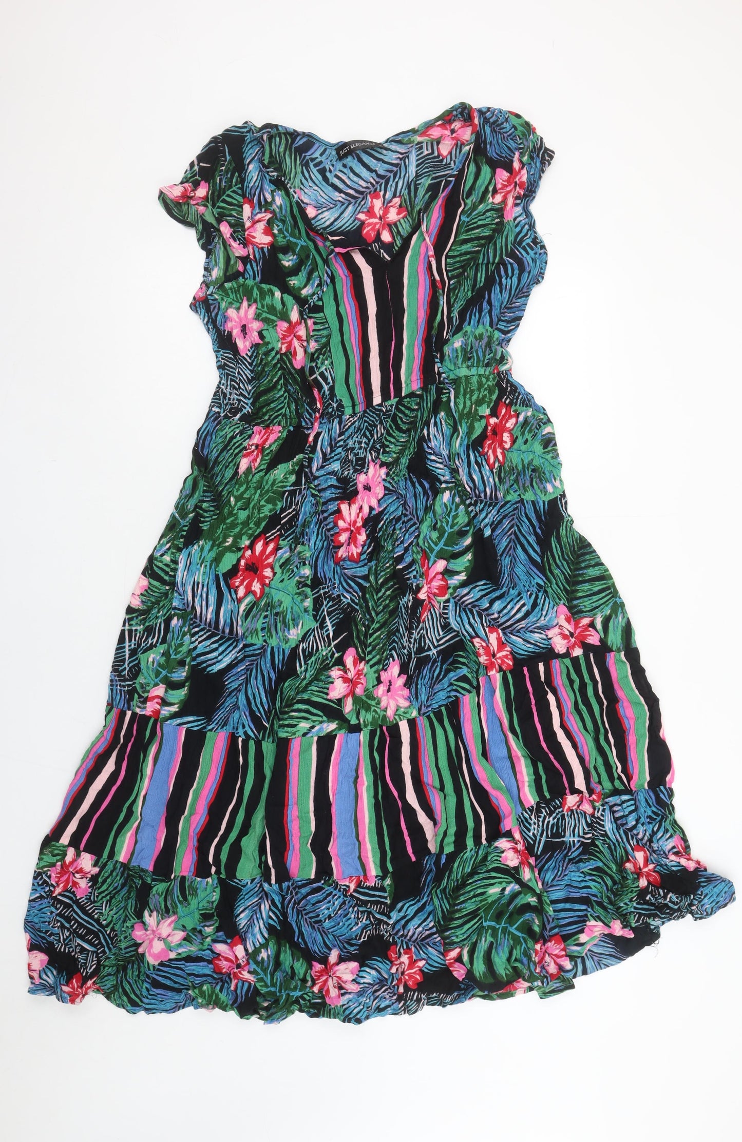 Just Elegance Women’s Multicoloured Tropical A-Line Dress Size 18