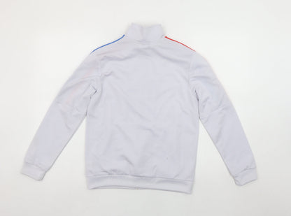 adidas Boys White Full Zip Sweatshirt 11-12 Years Red Blue Striped Logo
