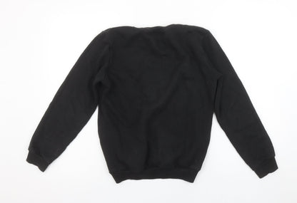 Adidas Boys Black Crew Neck Fleece Sweatshirt 11-12 Years Pullover Logo