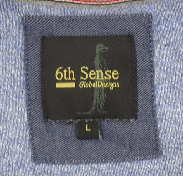 Mens UK Size L 6th Sense Blue Pullover Jumper