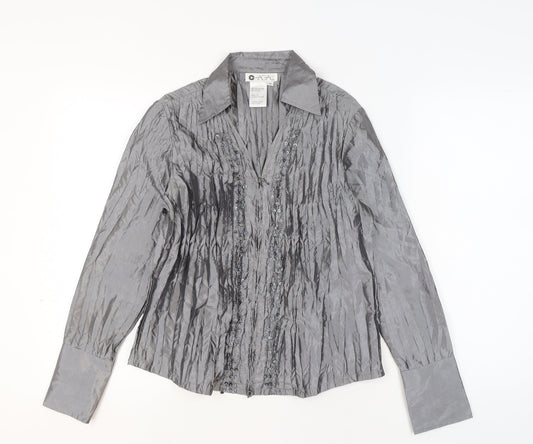 Womens UK Size 8 Chagall Silver Wrap Blouse