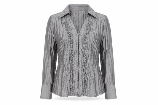 Womens UK Size 8 Chagall Silver Wrap Blouse