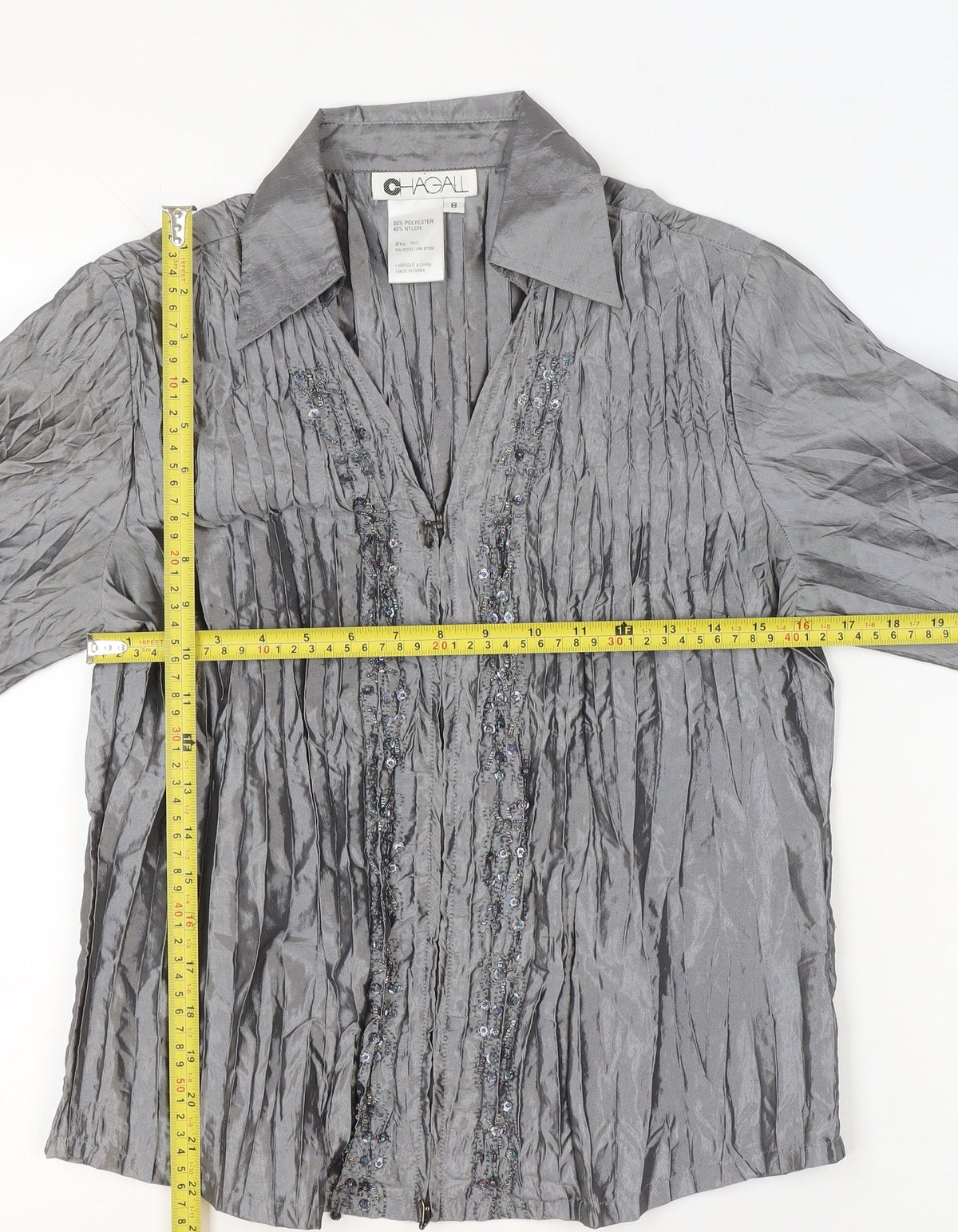 Womens UK Size 8 Chagall Silver Wrap Blouse