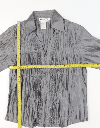Womens UK Size 8 Chagall Silver Wrap Blouse