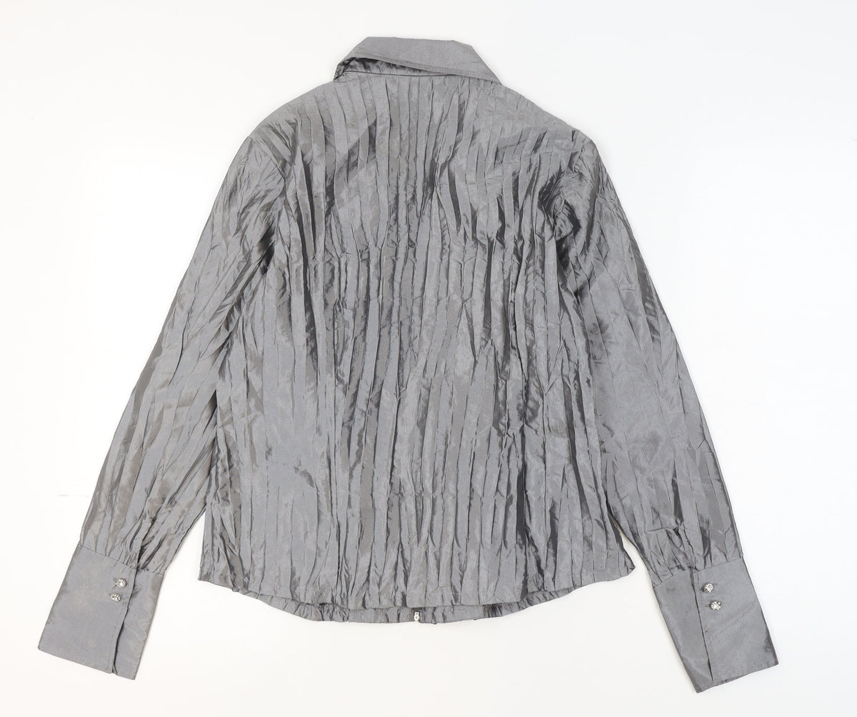 Womens UK Size 8 Chagall Silver Wrap Blouse
