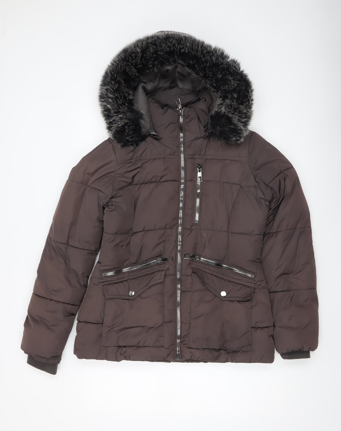Womens UK Size M How Dare U Brown Puffer Jacket