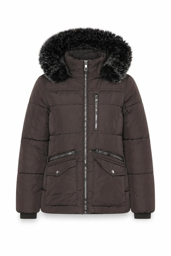 Womens UK Size M How Dare U Brown Puffer Jacket