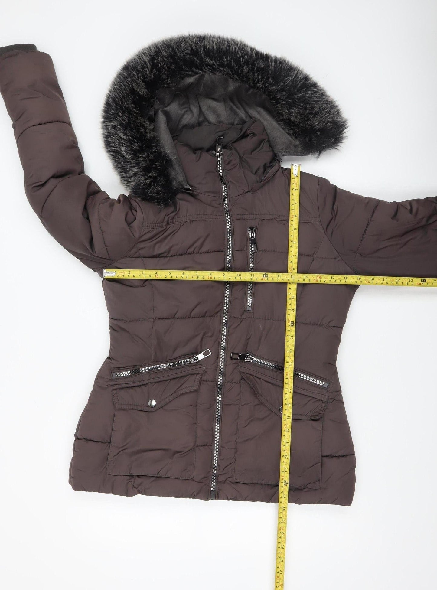 Womens UK Size M How Dare U Brown Puffer Jacket