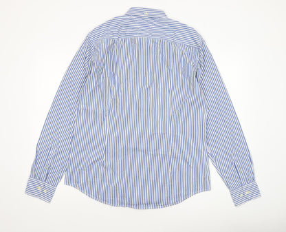 Tommy Hilfiger Men's Blue Striped Slim Fit Long Sleeve Shirt XL