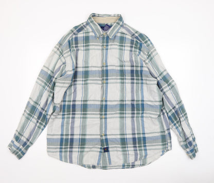 Catalina Men's Grey Check Cotton Long Sleeve Button-Up Shirt L