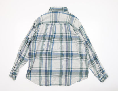 Catalina Men's Grey Check Cotton Long Sleeve Button-Up Shirt L