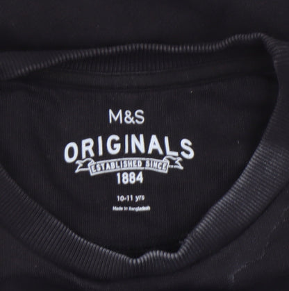 Marks and Spencer Boys Black NASA Logo Pullover Sweatshirt 10-11 Years
