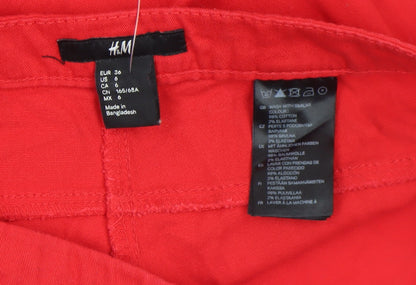 Womens UK Size 8 H&M Slim Fit Casual Travel Red Trousers