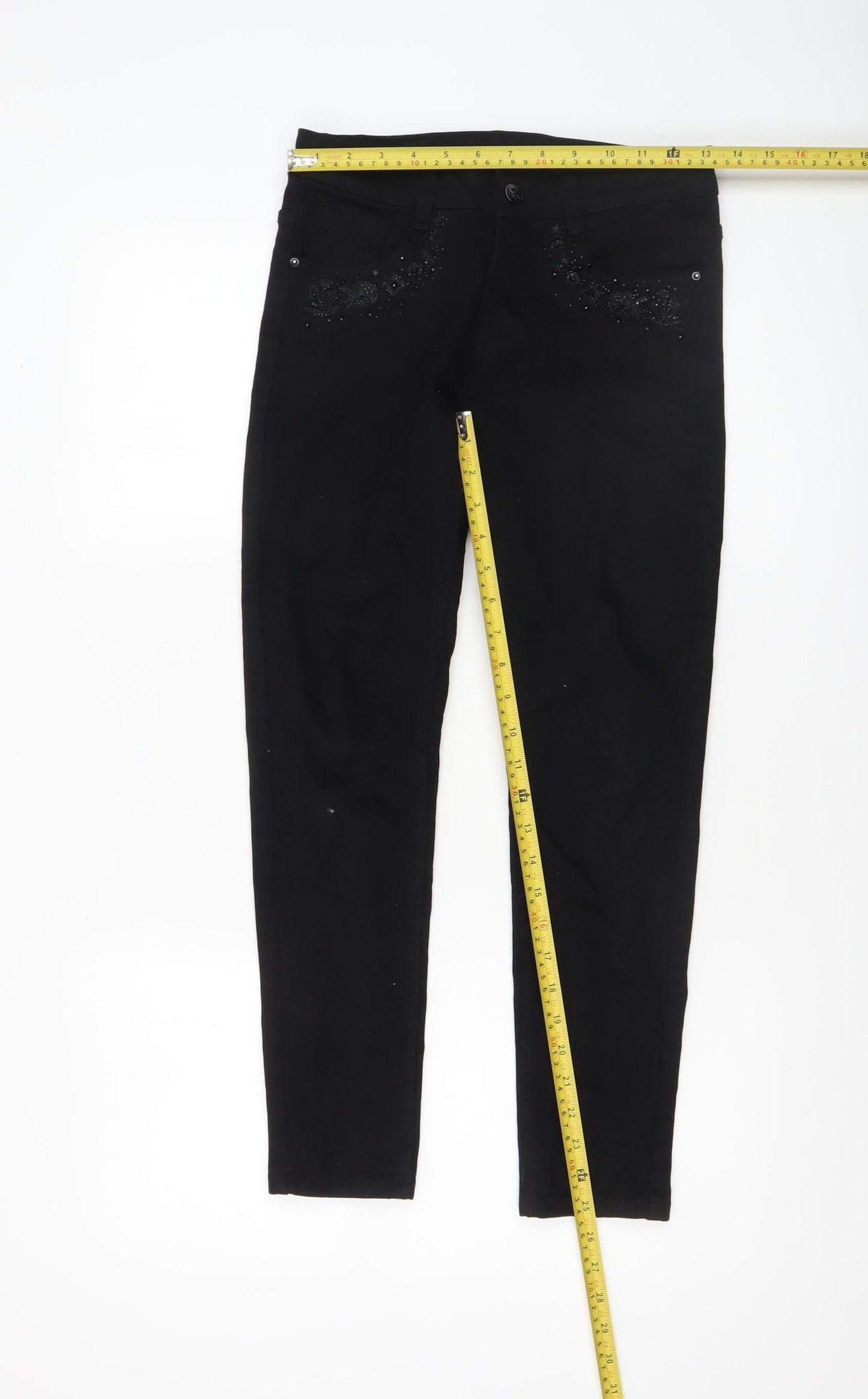 Womens UK Size 8 DANBIKE Slim Fit Skinny Black Jeans