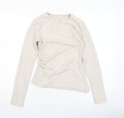 Womens UK Size 8 Pull&Bear Beige Basic T-Shirt