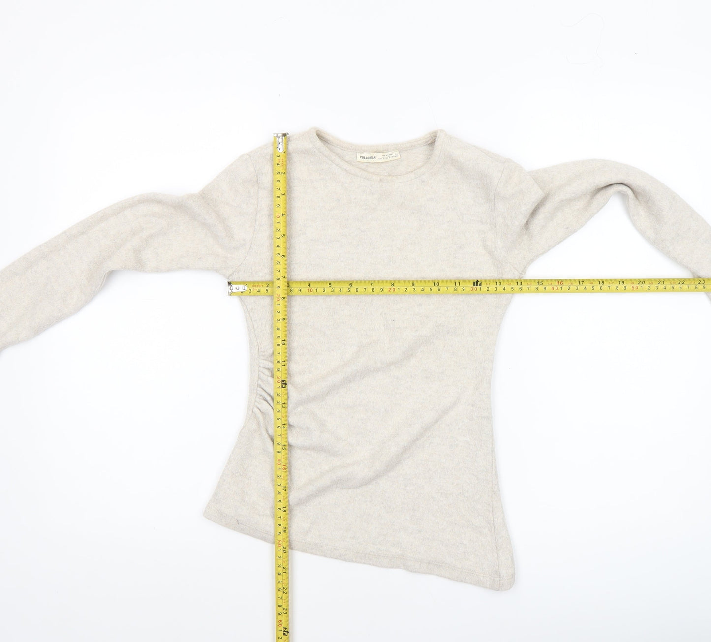 Womens UK Size 8 Pull&Bear Beige Basic T-Shirt