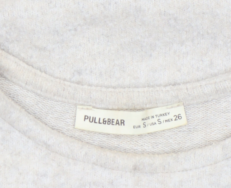 Womens UK Size 8 Pull&Bear Beige Basic T-Shirt