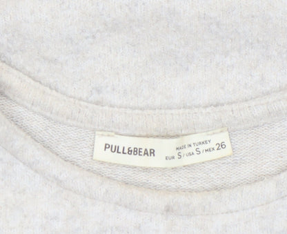 Womens UK Size 8 Pull&Bear Beige Basic T-Shirt