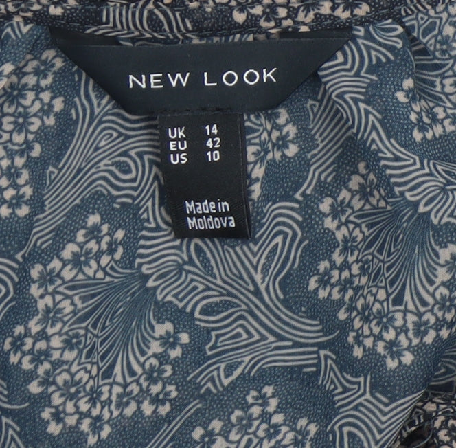 Womens UK Size 14 New Look Blue Tunic Blouse