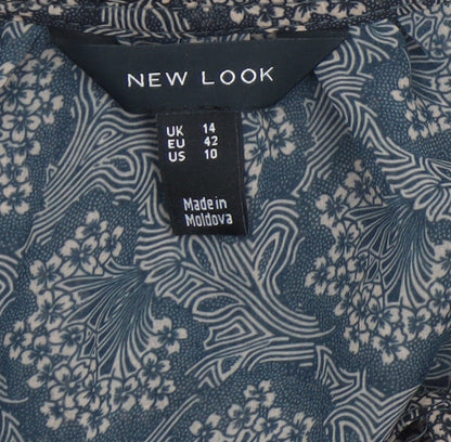 Womens UK Size 14 New Look Blue Tunic Blouse