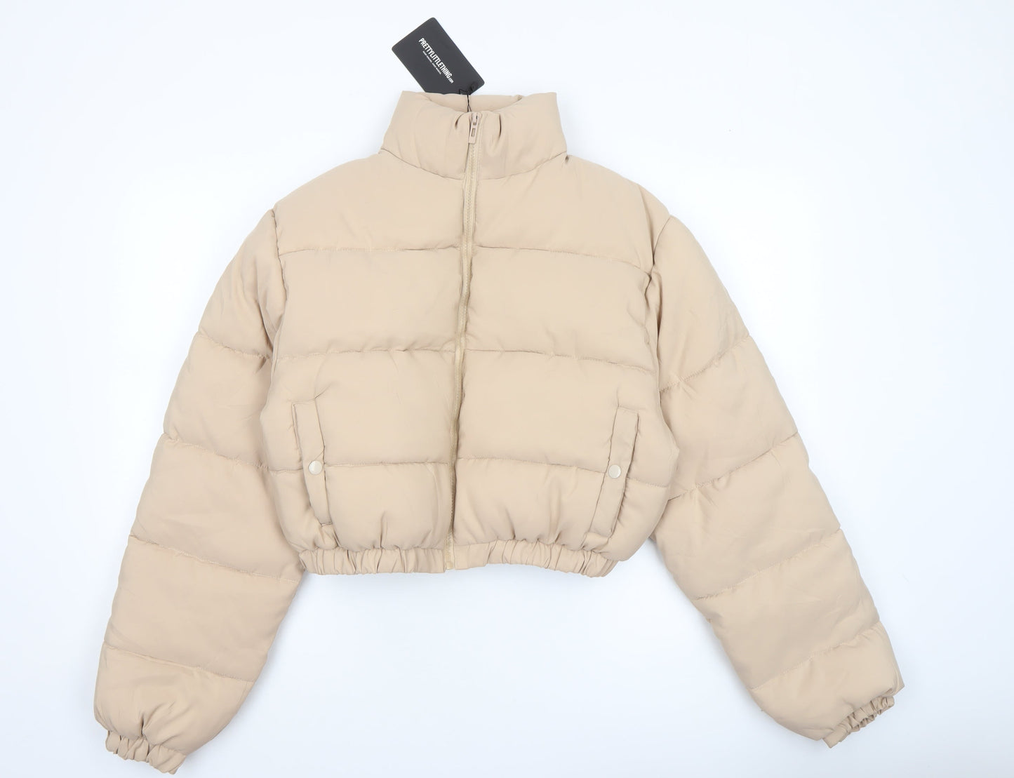 PrettyLittleThing Women’s Beige Cropped Puffer Jacket XL