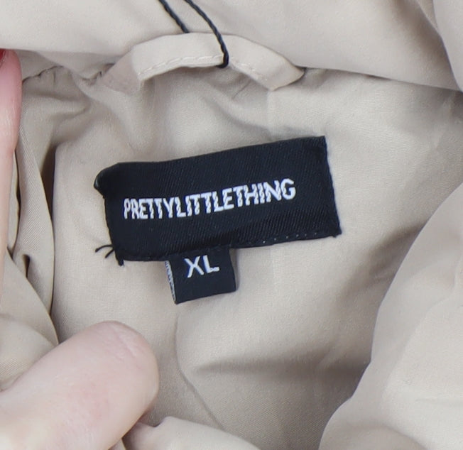 PrettyLittleThing Women’s Beige Cropped Puffer Jacket XL