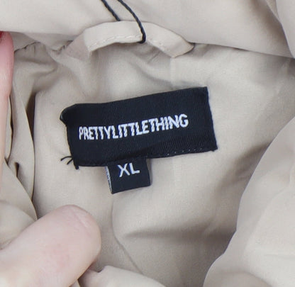 PrettyLittleThing Women’s Beige Cropped Puffer Jacket XL