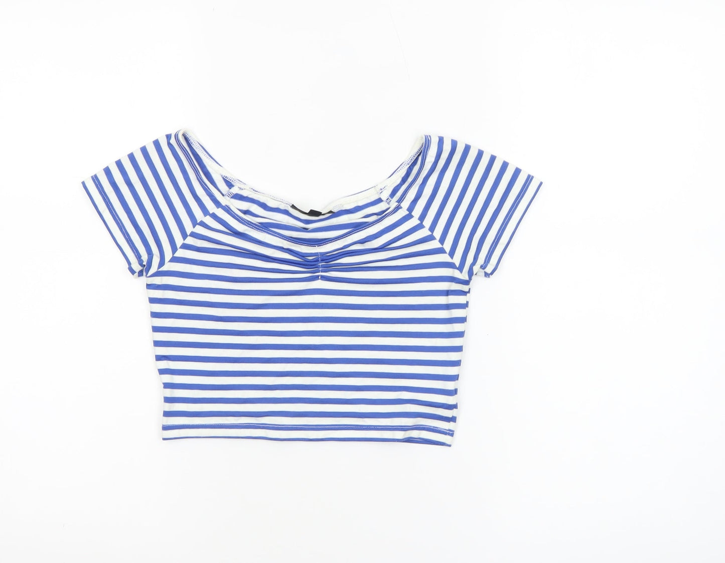 Womens UK Size 8 Topshop Blue Cropped T-Shirt