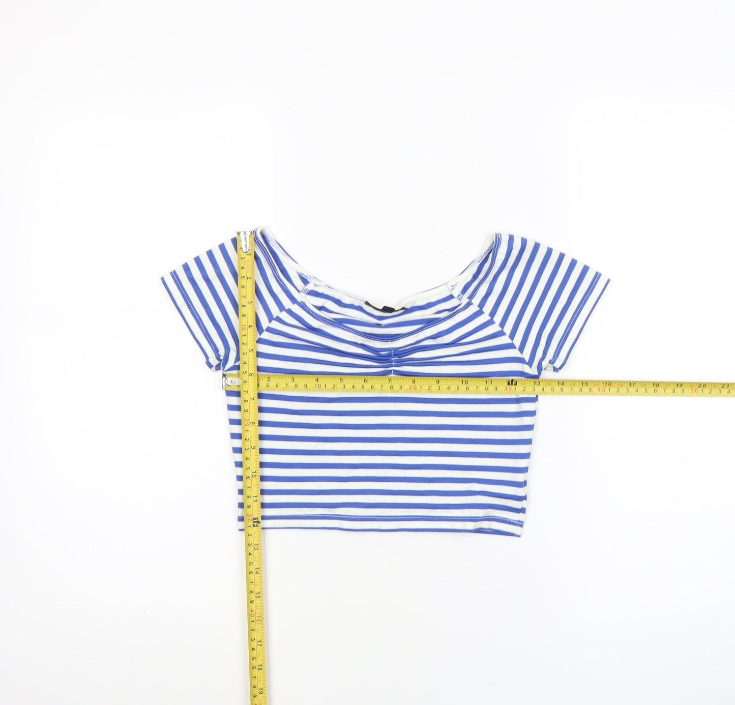 Womens UK Size 8 Topshop Blue Cropped T-Shirt