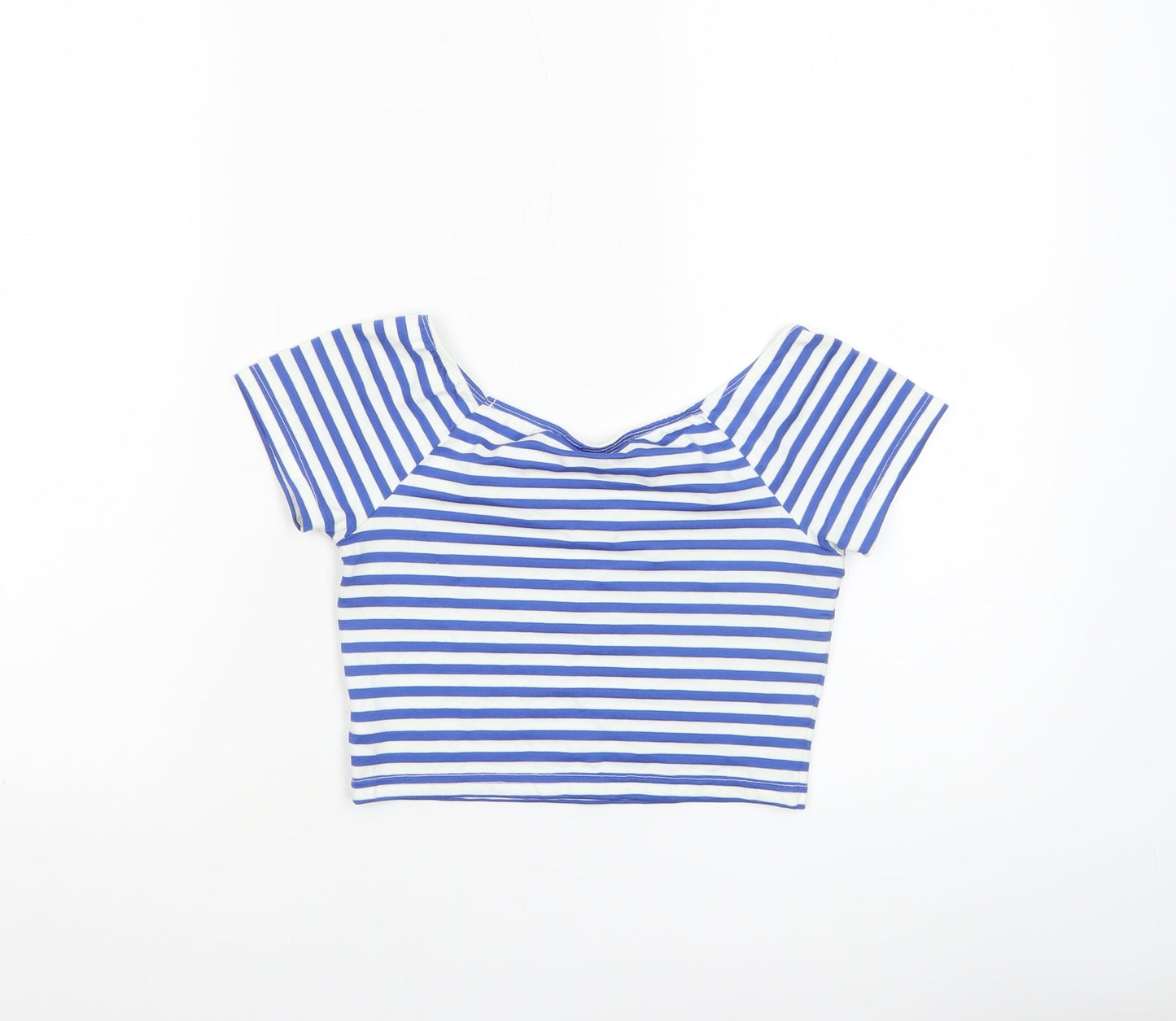 Womens UK Size 8 Topshop Blue Cropped T-Shirt