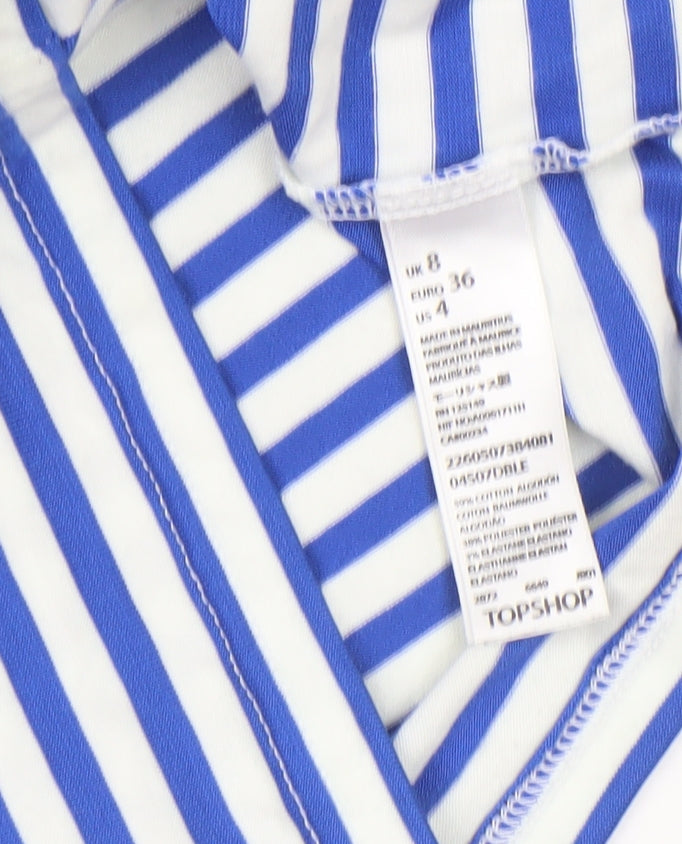 Womens UK Size 8 Topshop Blue Cropped T-Shirt