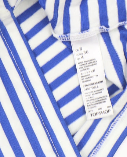 Womens UK Size 8 Topshop Blue Cropped T-Shirt