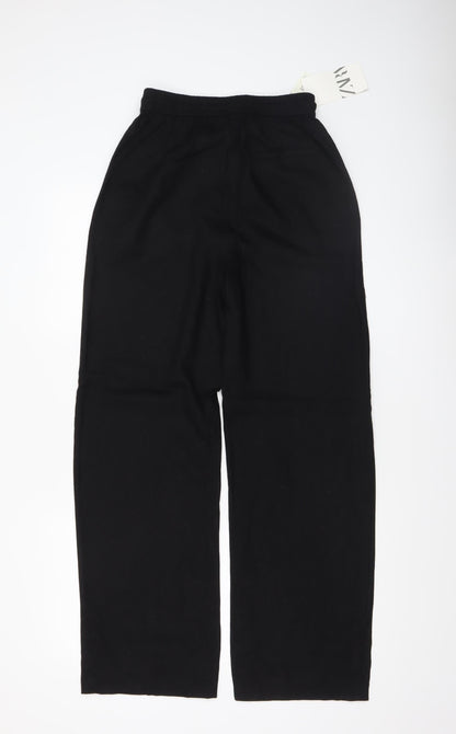 Zara Womens Black Linen Blend Relaxed Straight Trousers XS