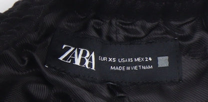 Zara Womens Black Linen Blend Relaxed Straight Trousers XS