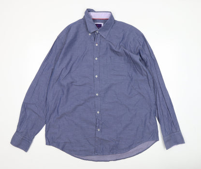Dylan Thomas Men’s Blue Button-Down XL Long Sleeve Cotton Shirt